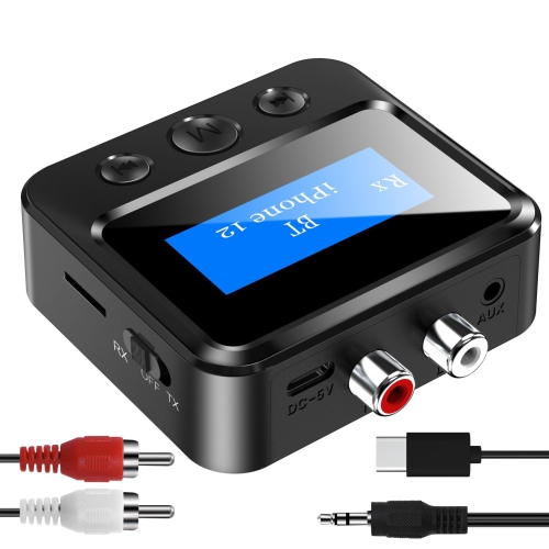 TV Bluetooth Transmitter and Receiver, Supports Dual Channels, AUX Input and Output, TF Card, Suitable for TV and Car