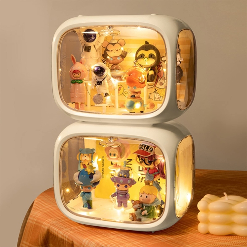 Lighted Figure Storage Display Box, Acrylic Transparent Display Space Capsule, Suitable for Pop Mart, Harry Potter Figures