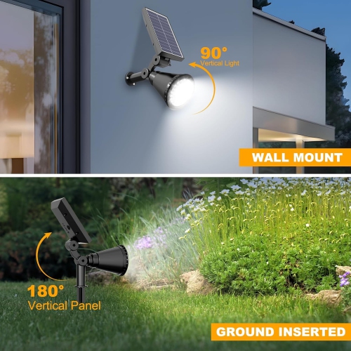 4PCS Solar Spot Lights Outdoor,18 LEDs Adjustable Solar Lights Outdoor Waterproof,Solar Powered Spotlights Landscape Lighting for Garden Yard