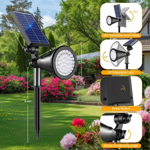 4PCS Solar Spot Lights Outdoor,18 LEDs Adjustable Solar Lights Outdoor Waterproof,Solar Powered Spotlights Landscape Lighting for Garden Yard