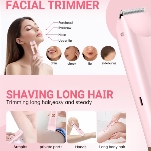 2 in 1 Bikini Trimmer for Women,Dual Head Electric Shaver with LED Display,Wet & Dry Use Body Hair Razors and Facial Hair Remover for Bikini Underarm