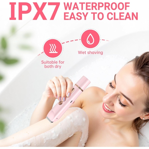 2 in 1 Bikini Trimmer for Women,Dual Head Electric Shaver with LED Display,Wet & Dry Use Body Hair Razors and Facial Hair Remover for Bikini Underarm