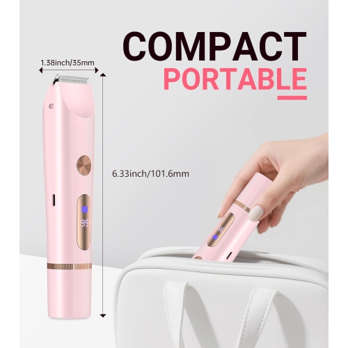 2 in 1 Bikini Trimmer for Women,Dual Head Electric Shaver with LED Display,Wet & Dry Use Body Hair Razors and Facial Hair Remover for Bikini Underarm