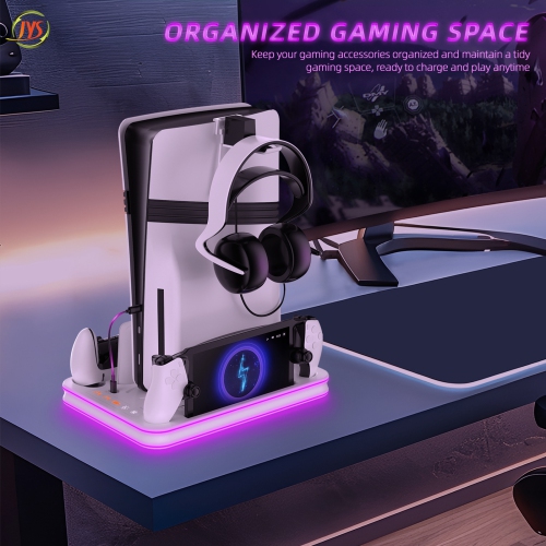 PS5Pro/PS5Slim/PS5 Console with Ambient Light Cooling Base PS5 Portal Handheld Gamepad Charging Stand - White