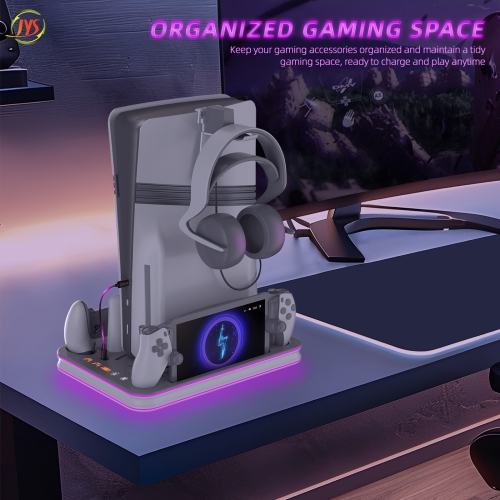 PS5Pro/PS5Slim/PS5 Console with Ambient Light Cooling Base PS5 Portal Handheld Gamepad Charging Stand - White