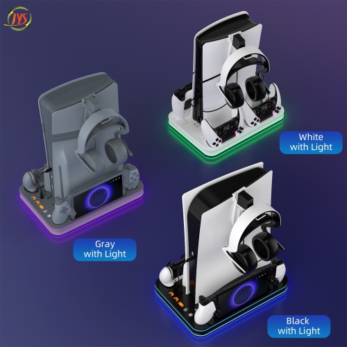 PS5Pro/PS5Slim/PS5 Console with Ambient Light Cooling Base PS5 Portal Handheld Gamepad Charging Stand - White