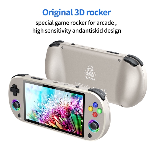 M22PRO handheld game console HD 5-inch PSP rainbow light effect handheld nostalgic PS1 home game console, 15000+ games - wireless handle + 64G white