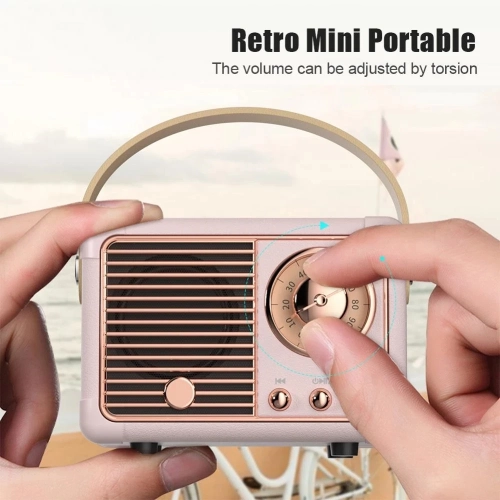 Creative retro radio Bluetooth speaker portable gift mobile phone subwoofer nostalgic USB mini speaker-Pink