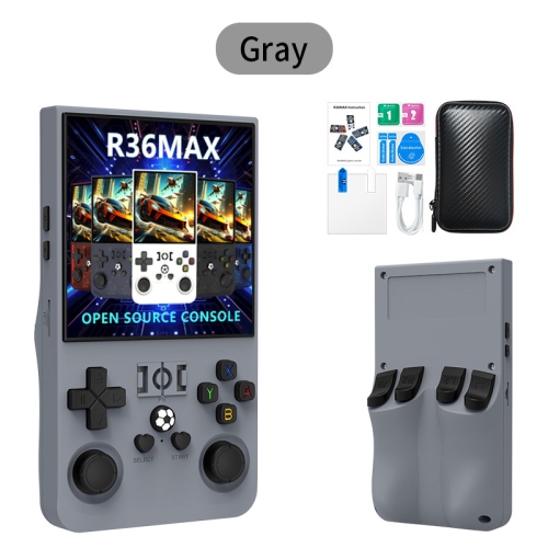 R36 Max handheld game console, 128G game console, built-in 30000+ games, support 30+ emulators, Linux system, 4.0-inch IPS screen-gray