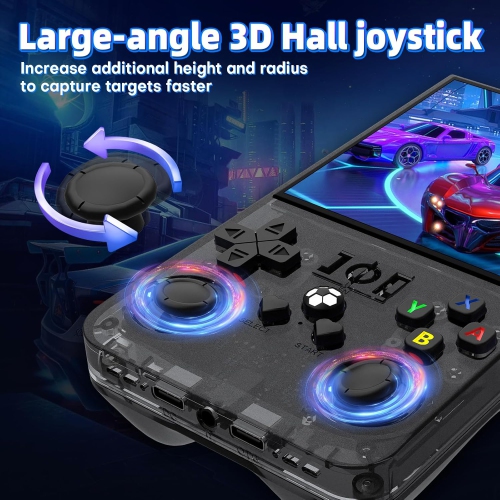 R36 Max handheld game console, 128G game console, built-in 30000+ games, support 30+ emulators, Linux system, 4.0-inch IPS screen-Glacier Blue