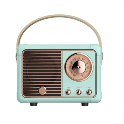 Creative retro radio Bluetooth speaker portable gift mobile phone subwoofer nostalgic USB mini speaker-Blue