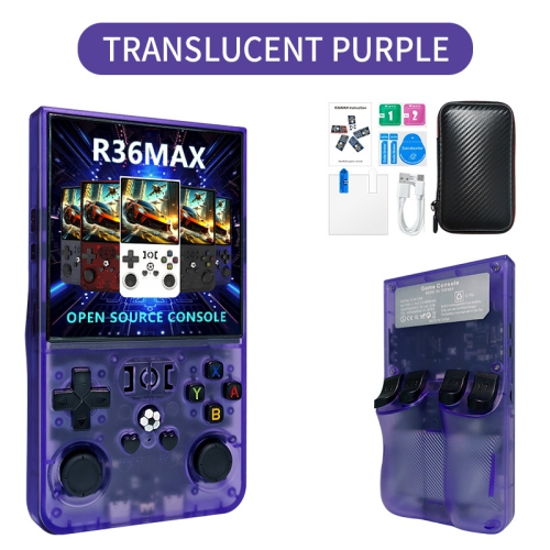 R36 Max handheld game console, 128G game console, built-in 30000+ Games, support 30+ simulators, Linux system, 4.0-inch IPS screen-purple
