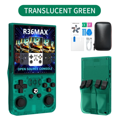 THE WAY  R36 Max Handheld Game Console, 128G Game Console, Built-In 30000+ Games, Support 30+ Simulators, Linux System, 4.0-Inch Ips Screen-Green