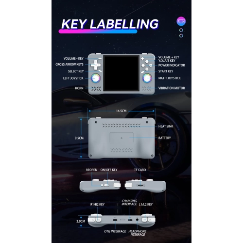 New XF40H open source handheld game console PSP joystick arcade game console RK3326 Linux system retro game console 4-inch handheld game console-gray