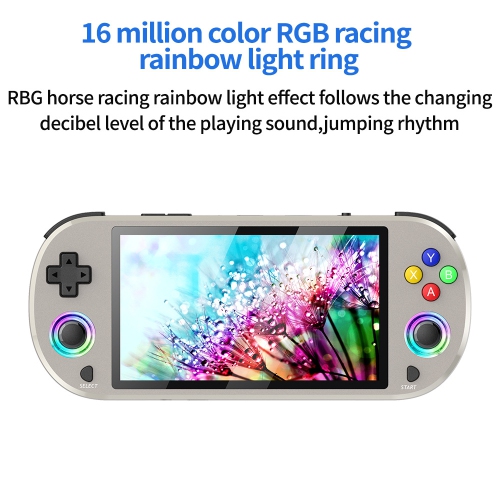 M22PRO handheld game console HD 5-inch PSP rainbow light effect handheld nostalgic PS1 home game console, 28000+ games - wireless handle + 128G white