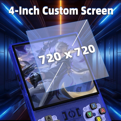 R36 Max handheld game console, 128G game console, built-in 30000+ games, support 30+ simulators, Linux system, 4.0-inch IPS screen-indigo