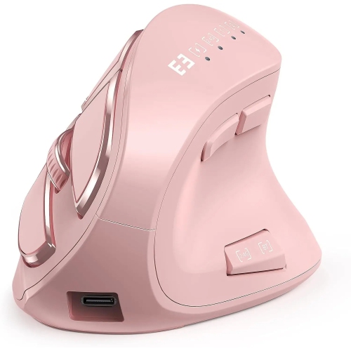 Wireless Bluetooth Charging Multi-Device Mouse 2.4G Vertical Mouse Tablet/Smart TV/Mac Four-Way Scroll Wheel Optical Mouse - Pink