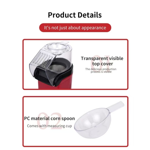 Machine à maïs soufflé automatique machine à maïs soufflé maison petite machine à maïs soufflé - rouge