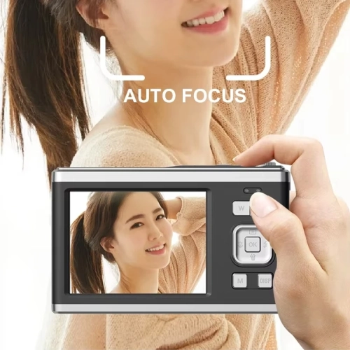 CCD nouvel appareil photo numérique 4K zoom haute définition 64 millions caméra double écran Selfie-32G carte + lecteur de carte + OTG K23 argent