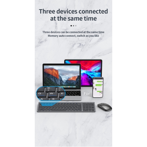 Wireless keyboard and mouse Bluetooth dual-mode ultra-thin set rechargeable office typing silent model suitable for iPad-Bluetooth wireless