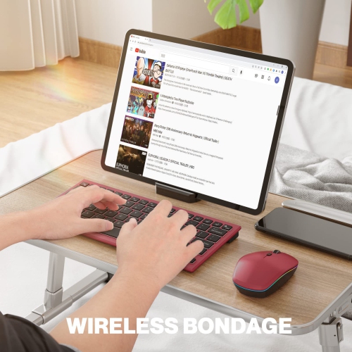 Ultra-thin backlit wireless keyboard and mouse 2.4G rechargeable Bluetooth keyboard and mouse office set ergonomic design-wine red