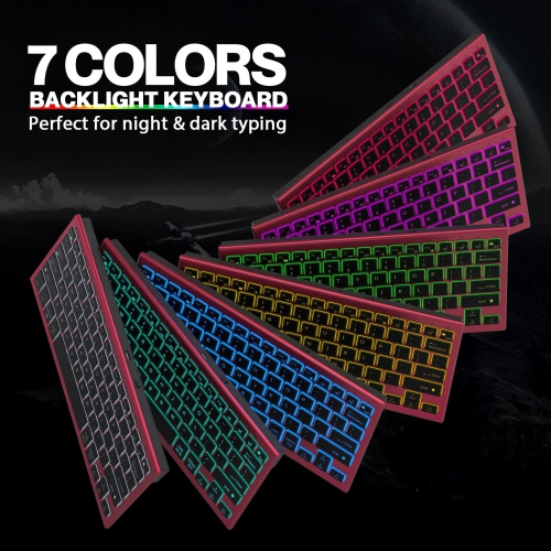 Ultra-thin backlit wireless keyboard and mouse 2.4G rechargeable Bluetooth keyboard and mouse office set ergonomic design-wine red