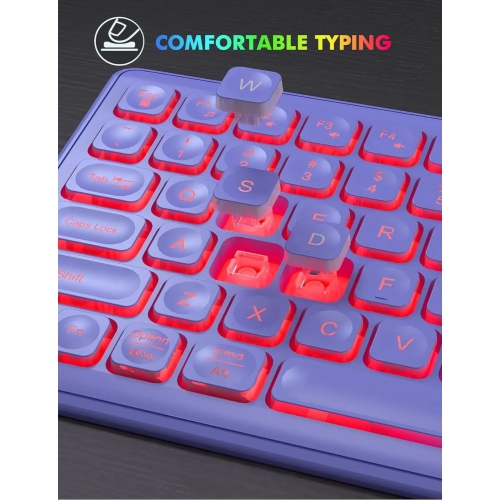 Backlit 2.4G Wireless Keyboard Mouse Combo Rechargeable RGB Full Size Ergonomic Tilt Angle Keys - Mouse + Keyboard - White