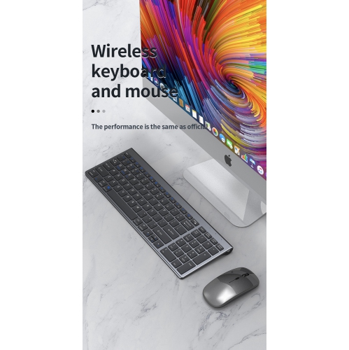 Clavier et souris sans fil Bluetooth double mode ensemble ultra-mince clavier de bureau rechargeable modèle silencieux adapté à iPad-Bluetooth sans
