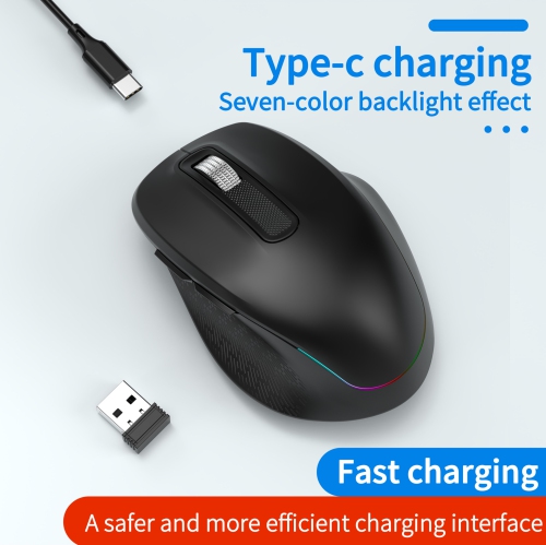 New 2.4G Wireless Bluetooth Dual Mode RGB Backlight Computer Mouse Laptop Desktop Mouse Dual Mode Colorful Wireless Mouse with Cool RGB Dynamic