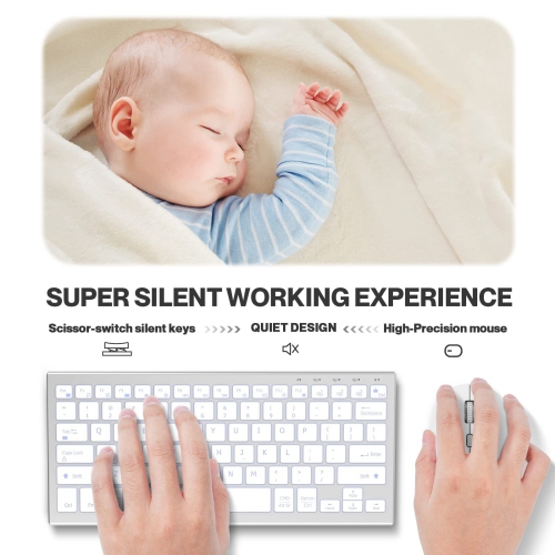 Clavier et souris sans fil rétroéclairés ultraminces Bluetooth 2,4 G rechargeable Ensemble de bureau ergonomique blanc