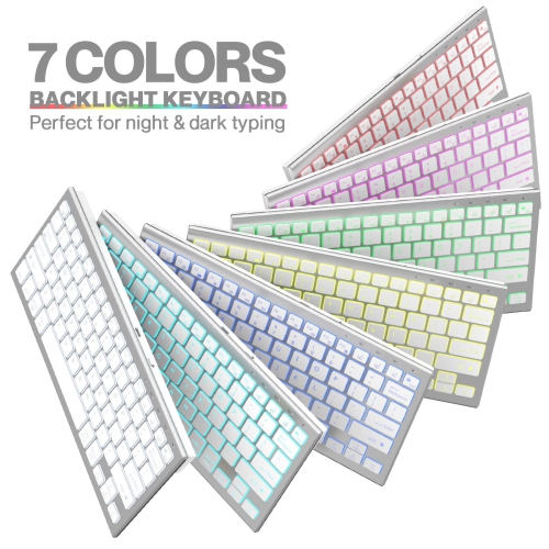 Clavier et souris sans fil rétroéclairés ultraminces Bluetooth 2,4 G rechargeable Ensemble de bureau ergonomique blanc