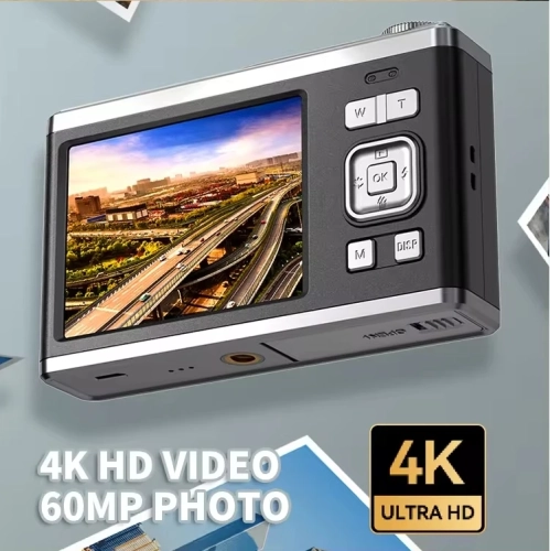 CCD nouvel appareil photo numérique 4K zoom haute définition 64 millions caméra double écran Selfie-32G carte + lecteur de carte + OTG K23 blanc