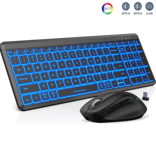 Hot Selling 2.4G Wireless Bluetooth Dual Mode Rechargeable Keyboard Mouse Combo Set Silent Ergonomic RGB Backlight Silent Wireless Keyboard Mouse