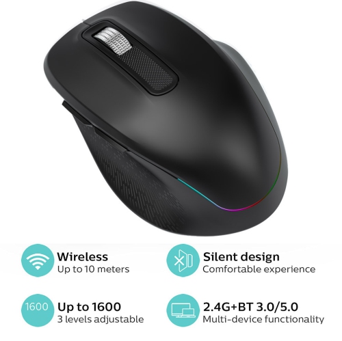 New 2.4G Wireless Bluetooth Dual Mode RGB Backlight Computer Mouse Laptop Desktop Mouse Dual Mode Colorful Wireless Mouse with Cool RGB Dynamic