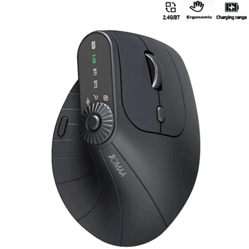 Four-way scroll wheel JOMAA 2.4G Bluetooth wireless vertical mouse ergonomic rechargeable multi-device mouse Office-black