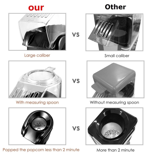 Popcorn machine small household electric mini popcorn machine 1200W, fully automatic healthy oil-free sugar-free corn popcorn machine - red