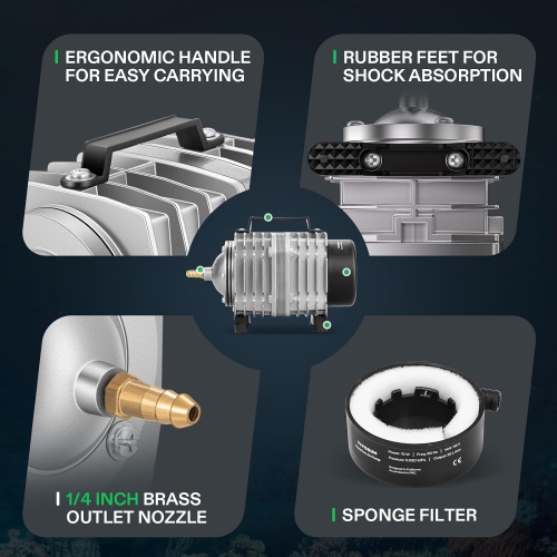 VIVOSUN Commercial Air Pump 1427 GPH 55W 90L/min 12 Outlet for Aquarium, Pond & Hydroponic Systems