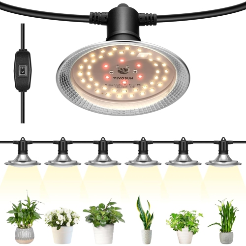 VIVOSUN Outdoor LED Grow Lights, Waterproof Full Spectrum String Lights with 22Ft Adjustable Cord for Greenhouse, Garden & Farm