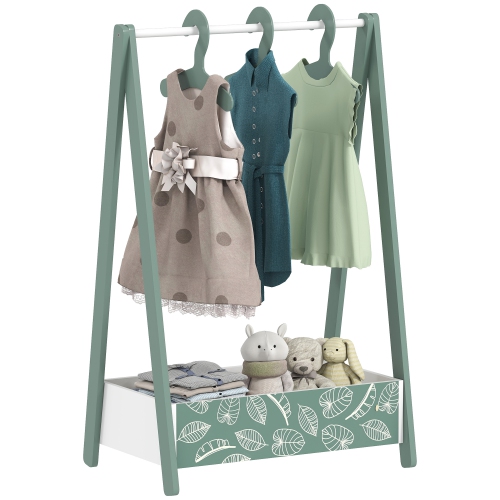 Support à vêtements pour enfants avec tablette de rangement de Qaba, porte-vêtements pour enfants à thème d'étoiles avec cintres, cintre à vêtements