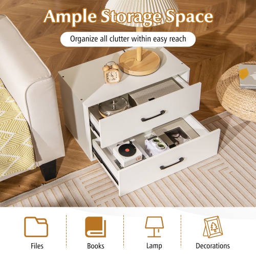 Gymax 2PCS 2-Drawer Stackable Storage Dresser Organizer w/ Anti-topping Device