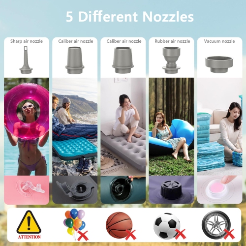 Mini Portable Air Pump, Electric Rechargeable Inflator and Deflation Pump with Camping Light, Suitable for Home Use and Travel