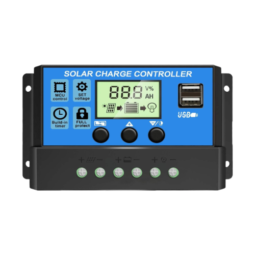 Contrôleur de charge solaire MPPT de 30&nbsp;A, régulateur intelligent à panneau solaire 12&nbsp;V/24&nbsp;V avec écran LCD et deux ports USB