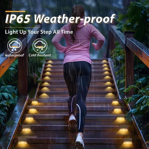 16 Pack Outdoor Waterproof Solar Deck Lights, Warm Light Solar Garden Step Lights for Deck, Stairs, Garden
