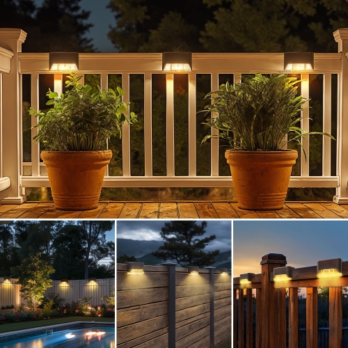 16 Pack Outdoor Waterproof Solar Deck Lights, Warm Light Solar Garden Step Lights for Deck, Stairs, Garden