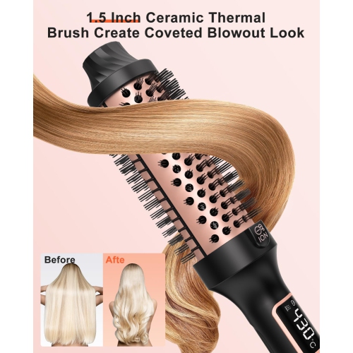 Portable Thermal Comb, 38mm Diameter Curling Comb with 5-Level Temperature Control for Straightening and Curling Hair, Suitable for Travel and Home
