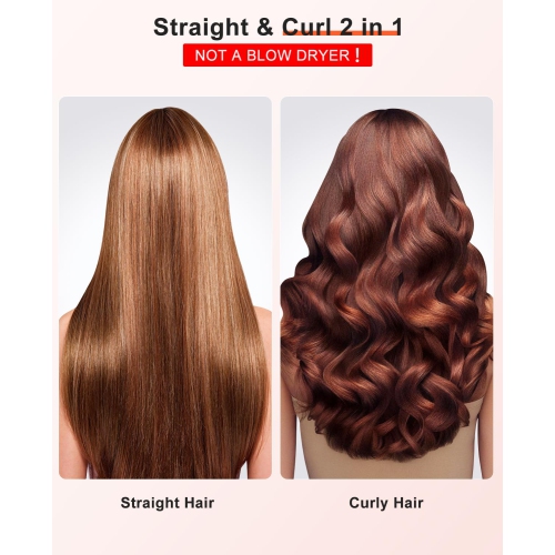 Portable Thermal Comb, 38mm Diameter Curling Comb with 5-Level Temperature Control for Straightening and Curling Hair, Suitable for Travel and Home