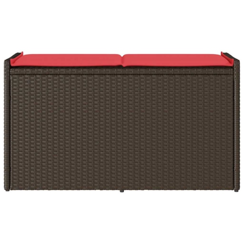 vidaXL Outdoor Storage Bench with Cushion Brown 100 cm Poly Rattan