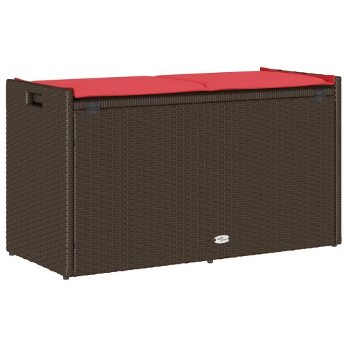 vidaXL Outdoor Storage Bench with Cushion Brown 100 cm Poly Rattan