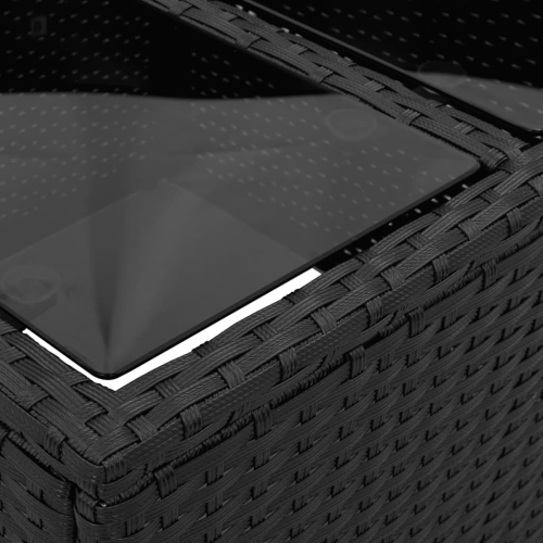 vidaXL Garden Table with Glass Top Black 55x55x37 cm Poly Rattan