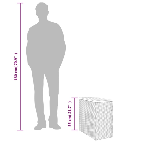 vidaXL Garden Side Table with Wooden Top Beige 58x27.5x55 cm Poly Rattan